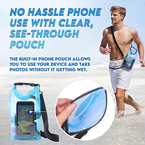 Bolsa seca impermeable SandShark 3L - Bolsa de playa con funda transparente para teléfono, saco enrollable para bote, rafting, senderismo, camping, pesca - esenciales de viaje, accesorios para kayak y bote (3L) miniatura 3