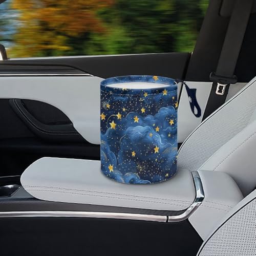 Image of Blue Star Car Carbage Bag Hanging Cute Car Trash Bag with Leak Proof Inside Liner and Hanging Strap Road Trip Must Haves for Kids
