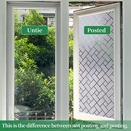 Window Privacy Film,Frosted Glass Window Film Lattice Decoration Electrostatic Non-Adhesive Opaque Ultraviolet Protection Thermal Control Sticker,For Home Bathroom Office, 17.5 X 78.7 Inches, Silver #TOP1