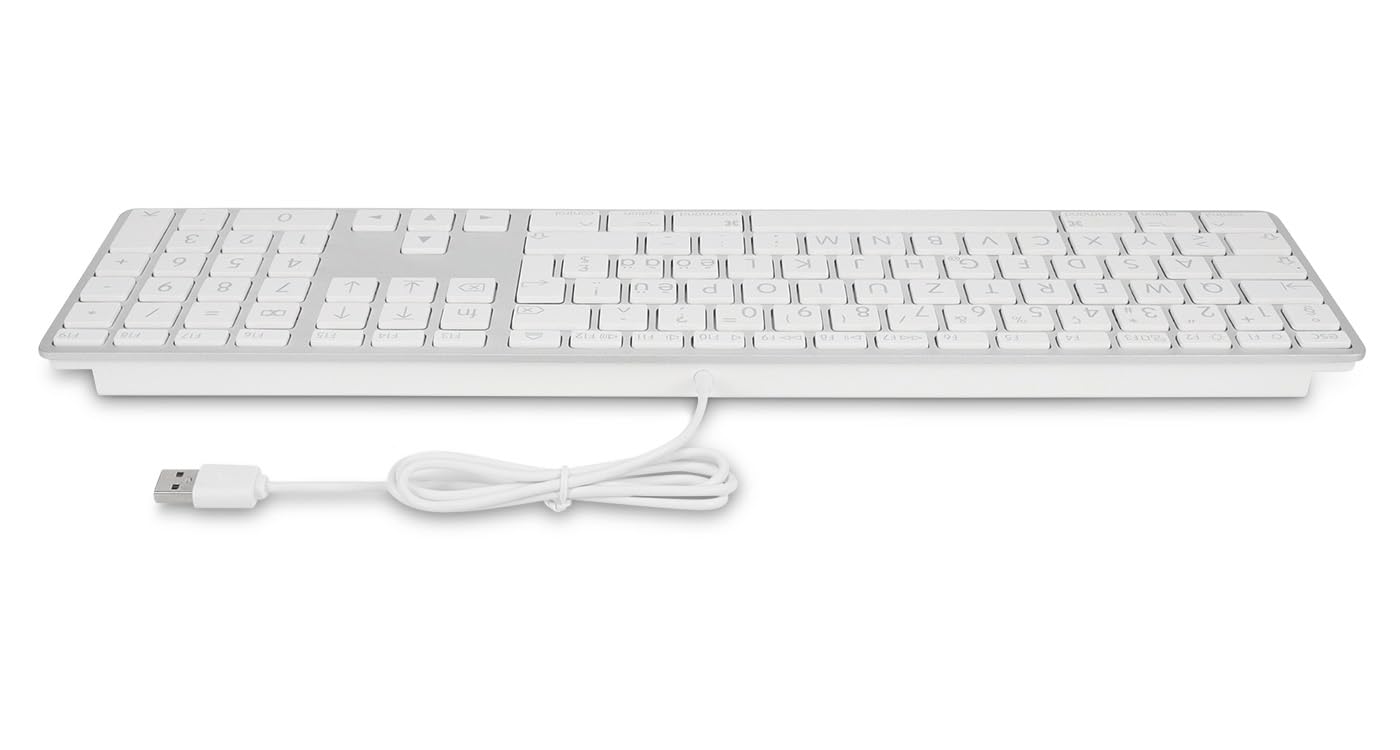 LMP – Tastiera USB Italiana (QWERTY) a Caratteri Grandi con tastierino numerico – Copertura superiore in alluminio e 2 porte USB-A – Compatibile con Mac (Silver)