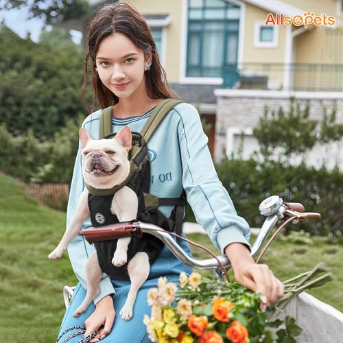 ALLSOPETS Hunderucksack für Kleine Hunde – Leichter, Atmungsaktiver und Bequemer Hunde Rucksack mit Sicherheitsleine, Freihändig für Reisen Wandern Outdoor (Olivgrün, M)