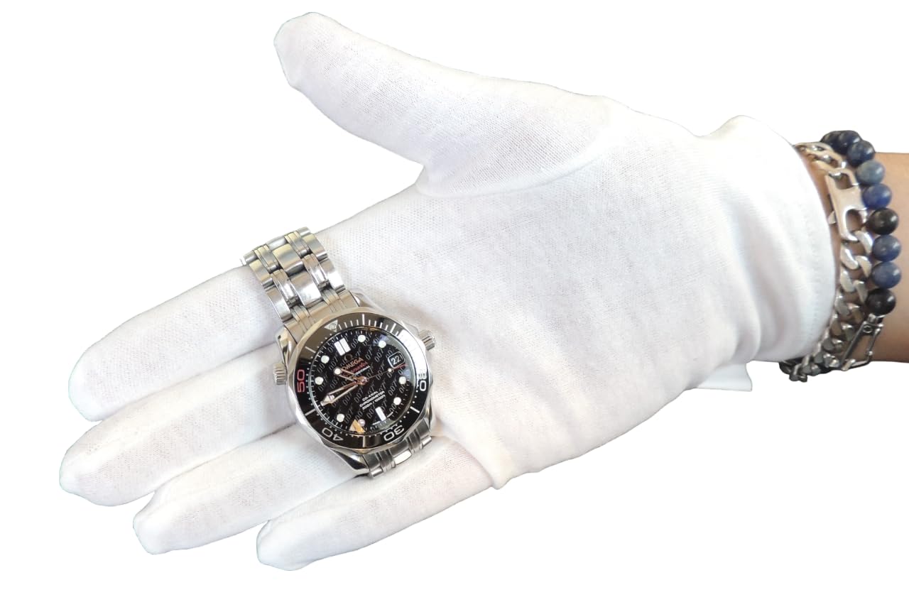 KD89 Heli White Cotton Gloves for Watchmaking, Jewellery, Handling Jewellery and Watches, for Collectors, Professionals or Hobby Watchmakers, white, L