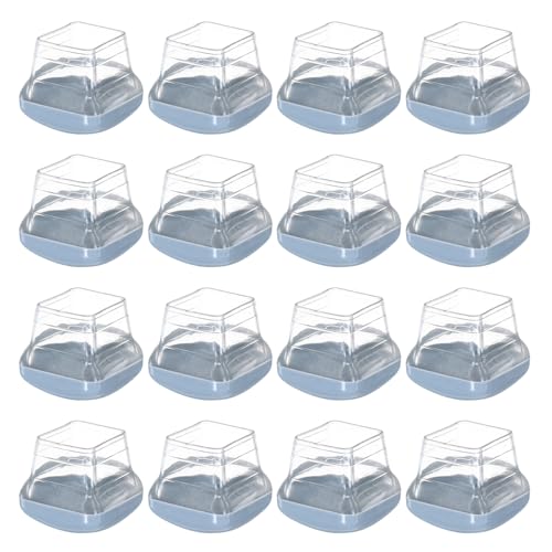 Image of M METERXITY 24-Pack Chair Leg Floor Protectors, 1 inch-1.25 inch Elastic Rubber and Plastic Square PTFE Furniture Pads for Chairs /Tables in Hardwood Floors /Tile Floors, Leg Covers [Transparent Blue]