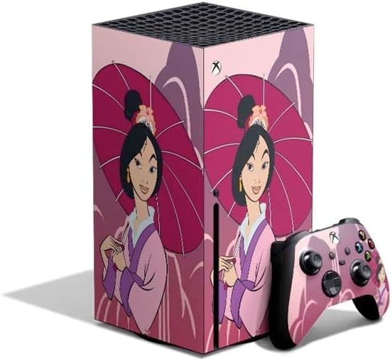 Skinit Decal Gaming Skin Compatible with Xbox Series X Bundle - Officially Licensed Disney Mulan with Umbrella Design