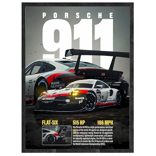 Image of Premium Porsche 911 RSR Poster A4 Size - High Performance Racing Car Wall Art | Porsche Sports Car Print | Automotive Decor for Room, Garage & Office (Design 9)