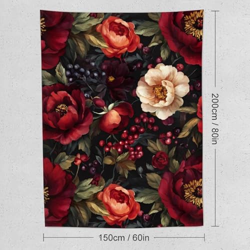 Tapiz de flores vintage de rosas oscuras victorianas en formato vertical 2