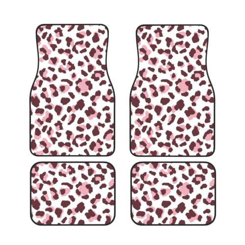 Alfombrillas de coche de neopreno rosa con estampado de leopardo juego de 4 piezas