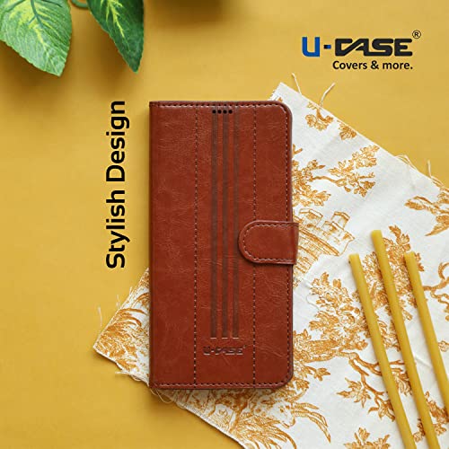Image of U-Case Compatible with OnePlus Nord Flip Cover | Leather Finish | Inside Pockets & Inbuilt Stand | Shockproof Wallet Style Magnetic Closure Back Cover Case