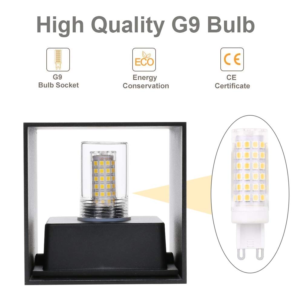 Klighten 2PCS Applique Murale Interieur/Exterieur 9W LED Appliques Murales LED Blanc Naturel 4000K Lampe Murale pour le salon chambre Hall Escalier Pathway (Noir 9W)