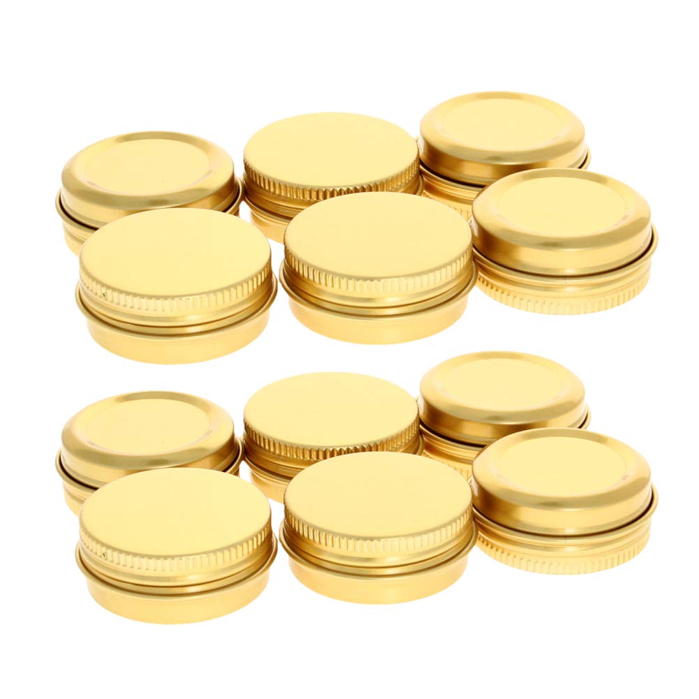 Othmro 12pcs 0.5oz Metal Round Tins Aluminum Tin Cans Containers with Screw Lid, 40 * 18mm(DxH) Gold tin cans for Salve, Spices, Lip Balm, Tea or Candies 15ml