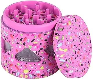 TIRIRS 2.5 Inches 4 Pieces Premium Herb Grinder - Aluminium Large Spice Grinder with Pollen Catcher, Comes with Pollen Scraper and Cleaning Brush, Colorful