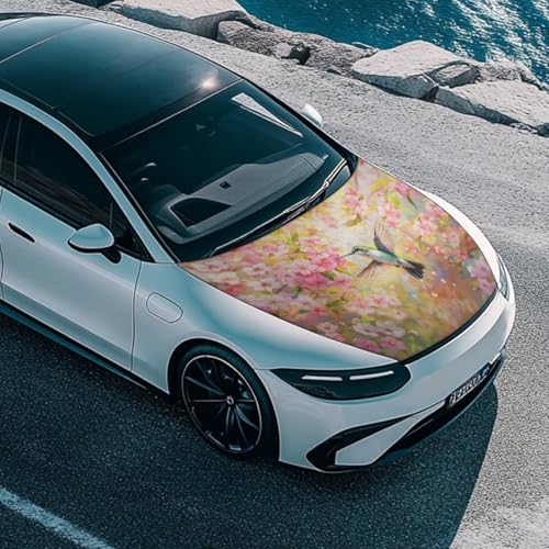 Image of Car Hood Cover,Hummingbird Design Soft Decoration Car Hood Cover Protector Suitable Most Automotive Sedans Trucks Pickup Sports Cars for Outdoor
