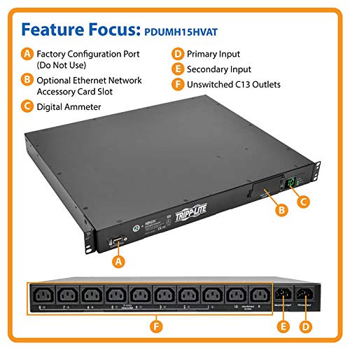 Tripp Lite　Metered PDU　PDUMH15-6　ブラック Single-Phase Metered PDU 120V, 13 5-15R Outlets, 6-ft Cord