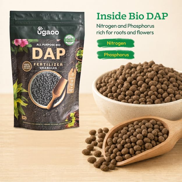 Image of Ugaoo Bio DAP Fertilizer for Plants 500g | Organic Slow-Release Granules with Soil Microbes | Flowering & Root Growth Booster | NPK Plant Food for Rose, Hibiscus, Tomato & Home Garden Plants