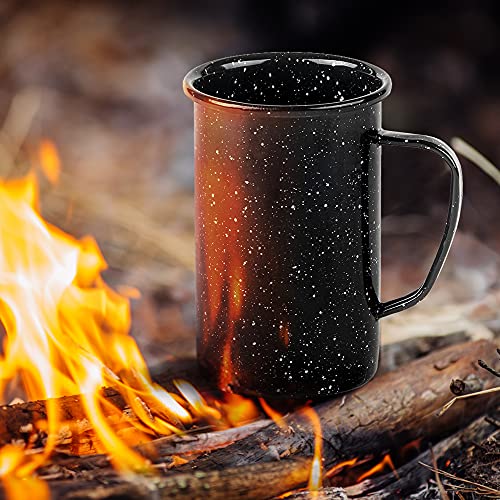 Cinsa 21 Oz Enamel Coffee Mug Set, 6 Pieces (Black Color) - Resistant Coffee Cups For Indoor & Outdoor - Picnic, Fishing, Camping, Farmhouse Kitchen, Party - Durable And Reusable #TOP3
