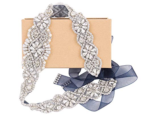 Wedding Belt with Rhinestones Beads Sash Organza Bridal Belt for Wedding Gown Rose Gold Plus Size