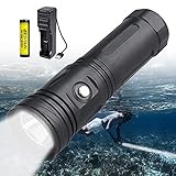 ✅【Adecuado para Muchas Ocasiones】 - Esta linterna impermeable IPX8 no solo es un equipo de iluminación de buceo profesional adecuado para los entusiastas del buceo y el esnórquel, sino que también se puede utilizar para actividades al aire libre como campamentos, caminatas, pesca y exploración de cuevas. Hemos equipado la antorcha con 1 batería recargable 18650, 1 cargador, 2 juntas tóricas adicionales y un cordón