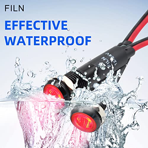 Filn 5Pcs 8Mm (5/16'' )Indicator Light 110V 120V Metal Pilot Lamp Lights Aluminum Black Anodized Waterproof Ip67 Red Signal Lamp Light(110V-Black Anodized-Red 5Pcs) #TOP3
