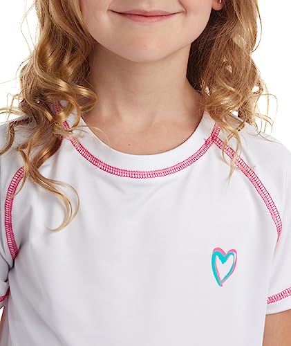 Image of Pink Platinum Girls Swim Shirt - Lightweight Quick Dry Short Sleeve Rash Guard for Girls, Swim Top w /UPF 50+ Sun Protection