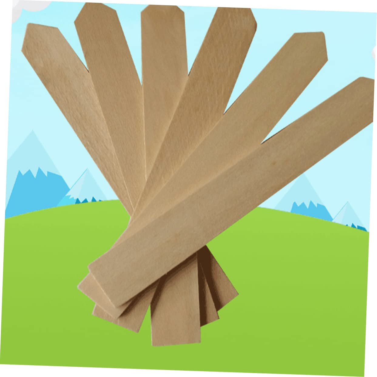 Etichette per Piante in Legno 100 Pezzi, Segnapiante da Giardino | Colore Kaki, Adatte a Piantine e Piante, per Scuola e Casa, Facili da Scrivere, Riutilizzabili