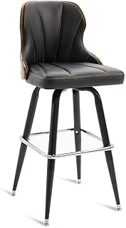 Chihen Silla De Barra Europea, Silla De Barra, Silla Giratoria, Taburete Alto De Hierro Forjado (Opcional, 44x44x35cm, Altura De Asiento 73cm) Bar Stools (Color : Black)