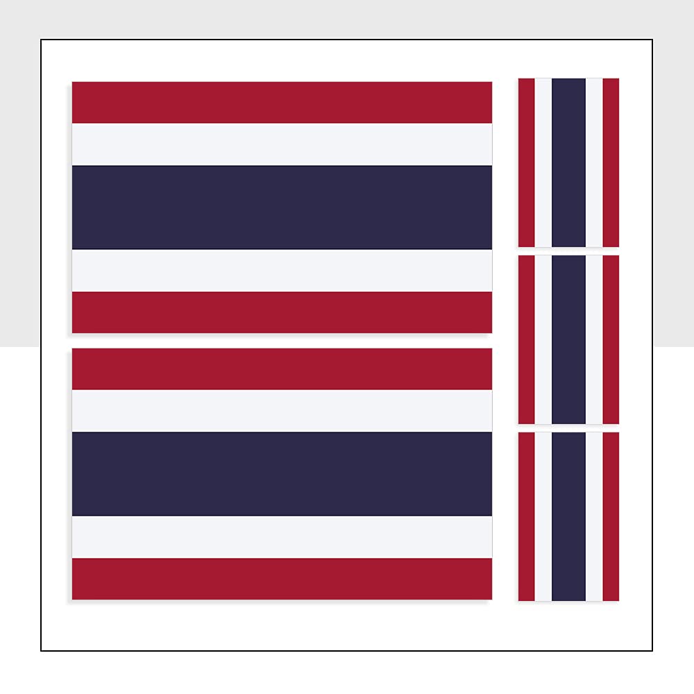 Thailand Flag Vinyl Stickers Mixed Pack of 5 Waterproof THA Flag Labels for iPad Car Bike Helmet Fridge Packwith® #P1018