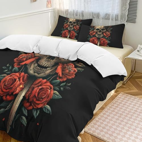 Linge de lit microfibre avec housse de couette 3D et 2 taies d'oreiller - 3