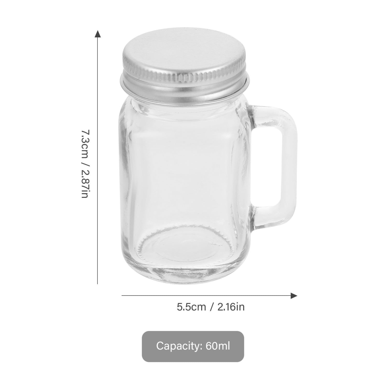 iplusmile Set 16 Vasetti in Vetro con Manico 60ml Riutilizzabili per Conserve e Marmellate, Tazze Trasparenti con Coperchio per Tutte le Occasioni