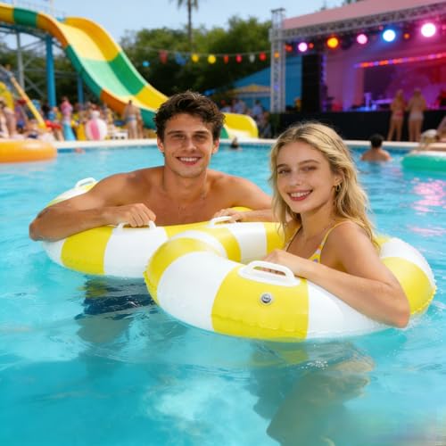 Image of 2 PCS Inflatable Pool Floats for Swimming Pool Party Lake Beach Adults - Floaties Pool Tubes Swim Rings Tubes Floaties for Beach Pool Party Decorations