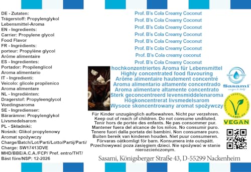 Aroma concentrado Prof. B’s Cola Creamy Coconut vegano de 100ml 4