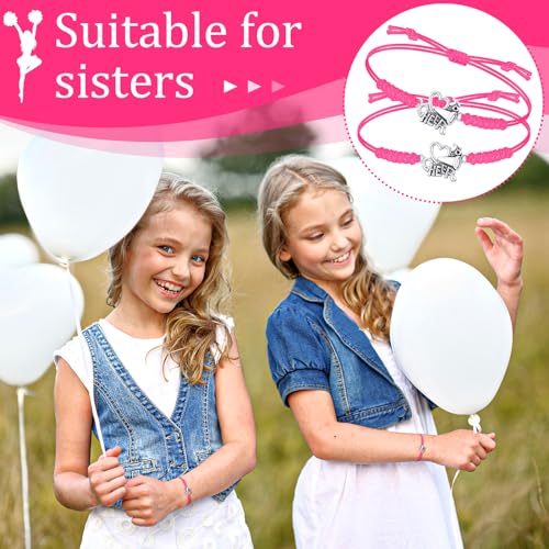 Image of Inbagi 48 Pcs Cheer Team Gifts Bulk Cheerleader Bracelet Party Favors | Adjustable, Jewelry Accessories, Squad Gifts for Team Members, End of Season Appreciation, Braided Cord with Heart Charm