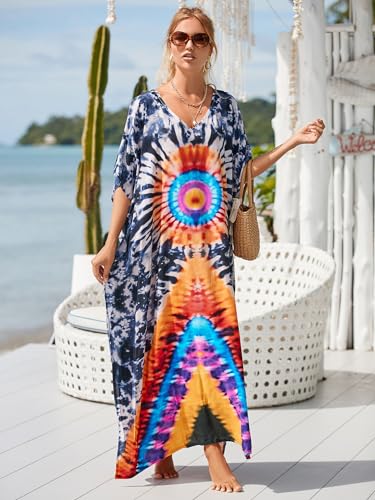 Image of Kaftan Dresses for Women Plus Size Bathing Suit Cover up Caftan Maxi Beach Dresses