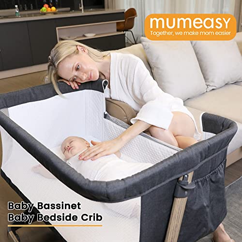 Mumeasy Newborn Baby Bedside Bassinet - Adjustable Portable Bedside Sleeper With Wheels & Storage Basket For Infant | Newborn Baby Boy & Girl #TOP6
