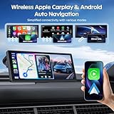 CGSGDK 8.88" Wireless Portable Car Play Screen for Apple CarPlay & Android Auto, 4K Dash Cam, 1080p Backup Camera, Loop Recording, Mirror Link, Voice Control, GPS Navigation, Bluetooth, FM/AUX - Image 2