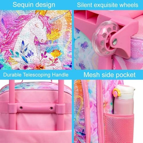 Image of CCJPX Kids Luggage for Girls, Unicorn Rolling Travel Carry on Suitcase for Toddler Children with Wheels(Pink)