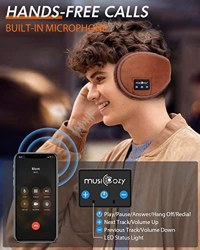 MUSICOZY Earmuffs Headphones, Bluetooth Ear Muffs for Winter,Ear Warmers for Women Girls Men,Wireless Music Headband with Built-in HD Speakers and Carry Bag for Biking Hiking Running Walking etc