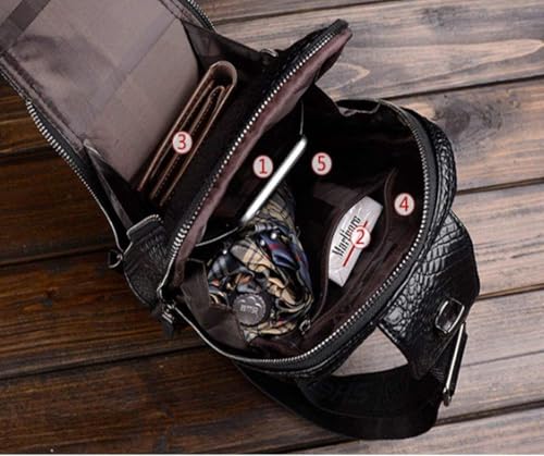 FR Fashion Co. 12" Men's Crocodile Pattern Leather Crossbody Sling Bag Dark Brown4