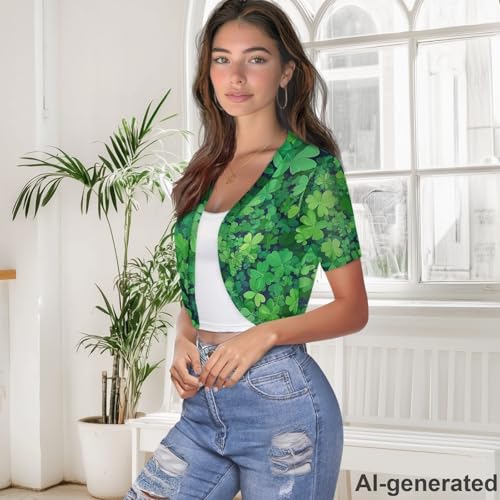 Image of Women's Shrug Short Sleeve Bolero Open Front Knit Party Tulle Cardigan Cropped Cardigan Shoulder Cover Up