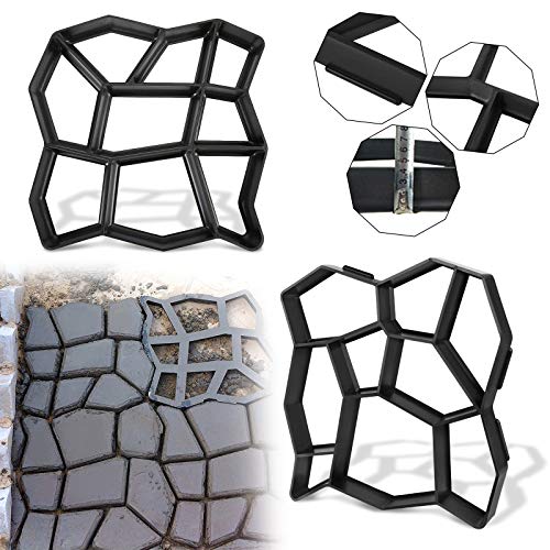 UISEBRT DIY Moule en Forme Béton de Coffrage Moule de Pavage pour Trottoirs, Jardin, Pistes de Pelouse - Noir (2 pièces)