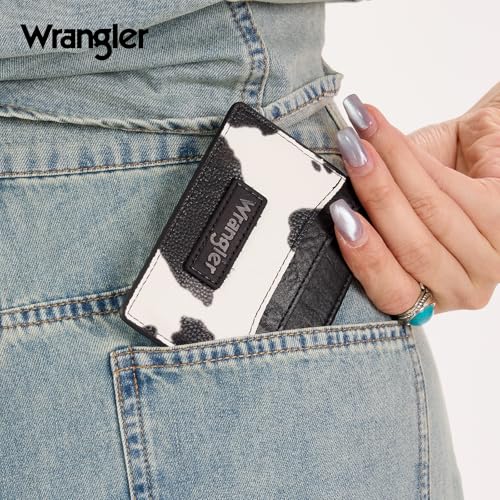 Image of Montana West X Wrangler Credit Card Holder for Women Cow Print Rfid Blocking Slim Thin Credit Card Wallet Small Credit Card Organizer for Ladies Female
