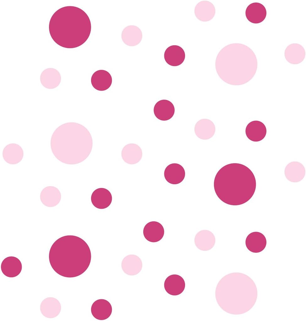 Baby Pink/Hot Pink Vinyl Wall Stickers - 2 & 4 inch Circles (300 Decals)