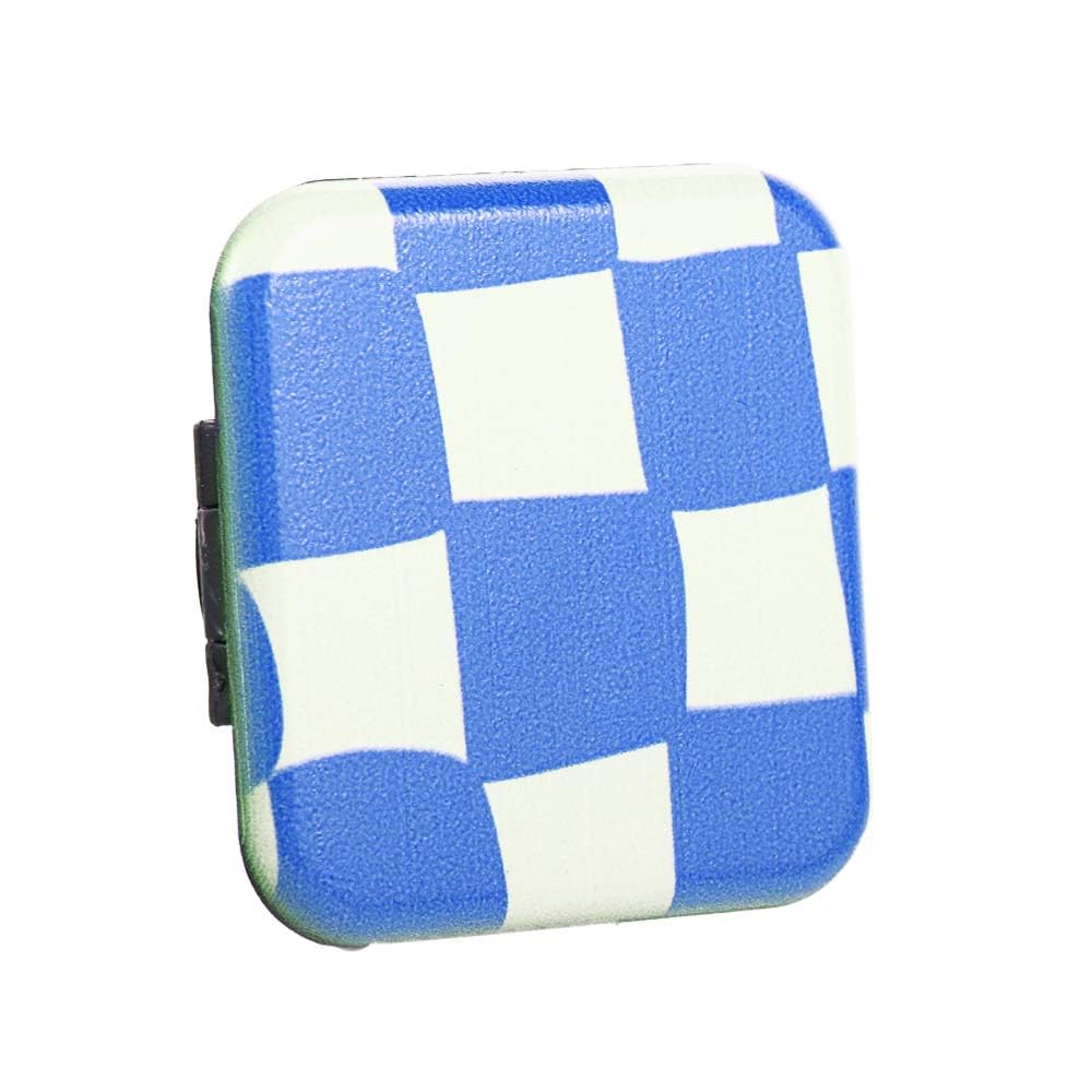 Chessboard Square Phone Stand Holder Compact Mirror Cellphone Finger Grip Accessories Women Girls Gift Makeup Mirror(01) Blue