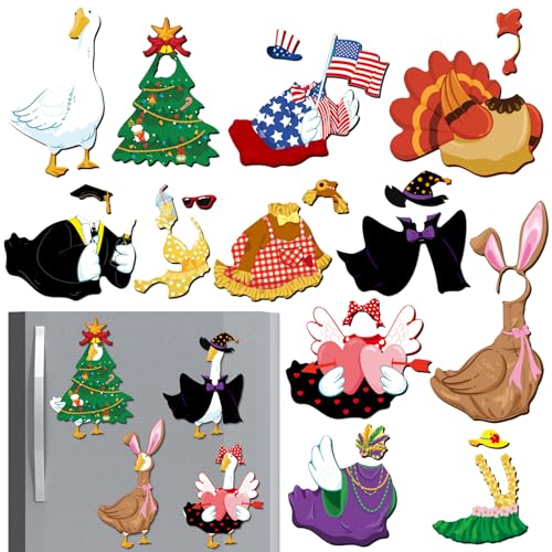 Set de 15 Imanes de Pato con Disfraces para Decoración