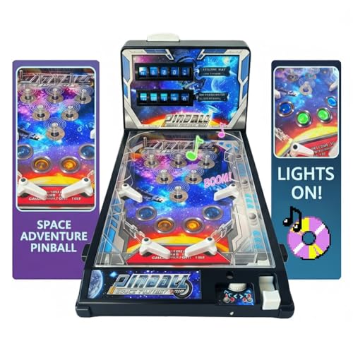 Fun Pinball Machine for Children and Family, Nostalgia Arcade Machine, Electronic Tabletop Pinball Game Toys, Ball Shooting Toys with Lights Sounds and Scorer