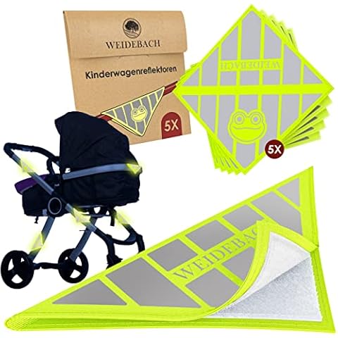 WEIDEBACH® 5X Highly Reflective pram reflectors with Funny Frog Print, Reflective Stickers Velcro Fastener for Universal use, Maximum Safety in The Dark with Bikes Stickers Cover