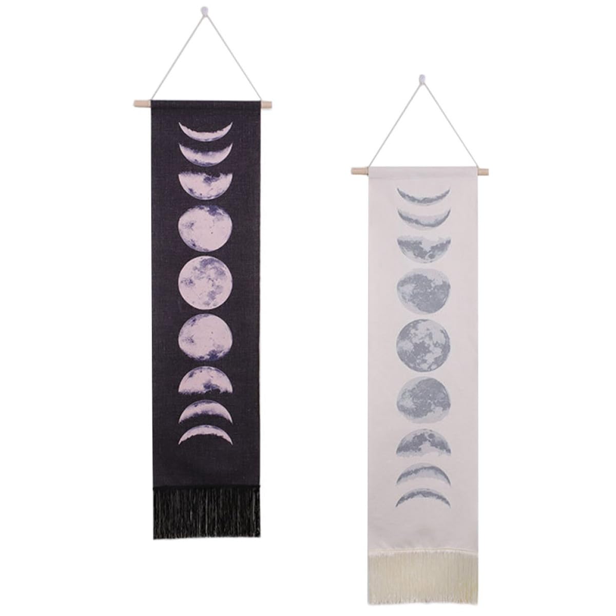 Tenture murale lune décorative en bois lot de 2 pour bureau et salon - 8