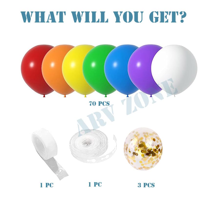Image of Multicolour Balloon Arch Kit 75 Pcs - Balloon Garland Kit for Birthday, Anniversary, Baby Shower, Welcome Baby & Party Decoration (Multi Theme Garland)