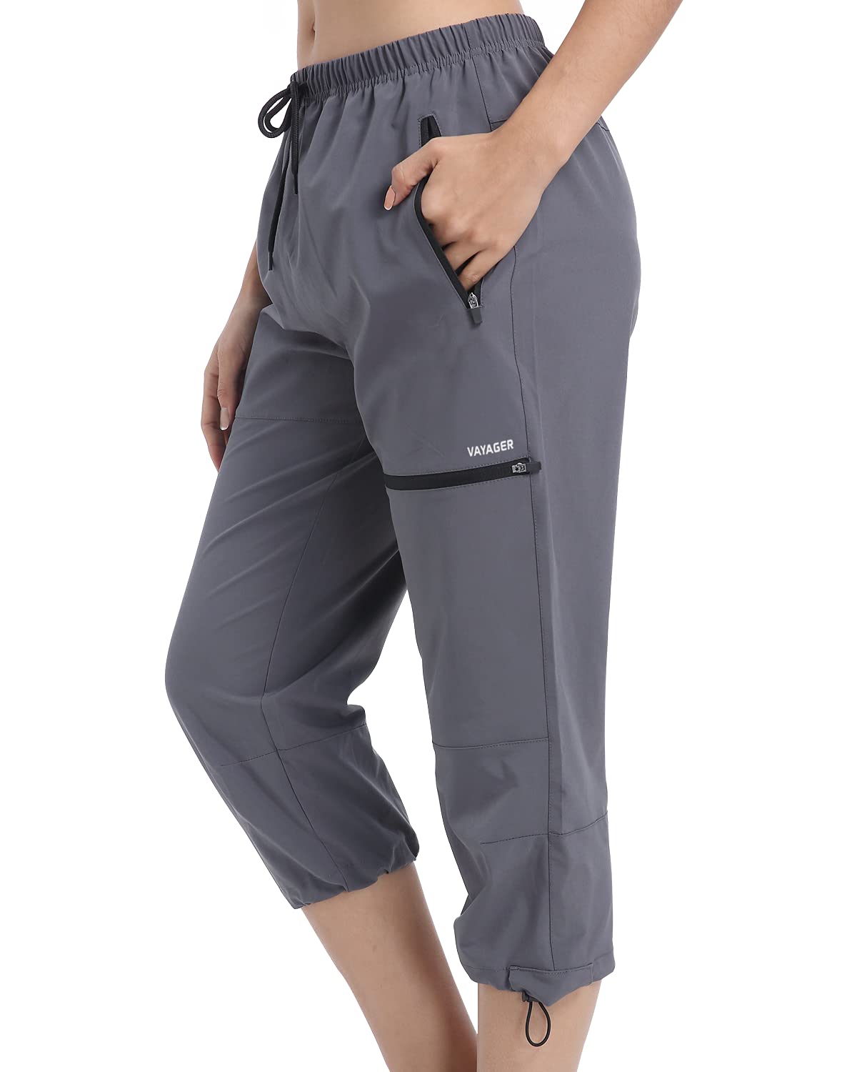 VAYAGER Sports Women's Outdoor Hiking Capri Pants Loose-Fit Lightweight with Zipper Pockets