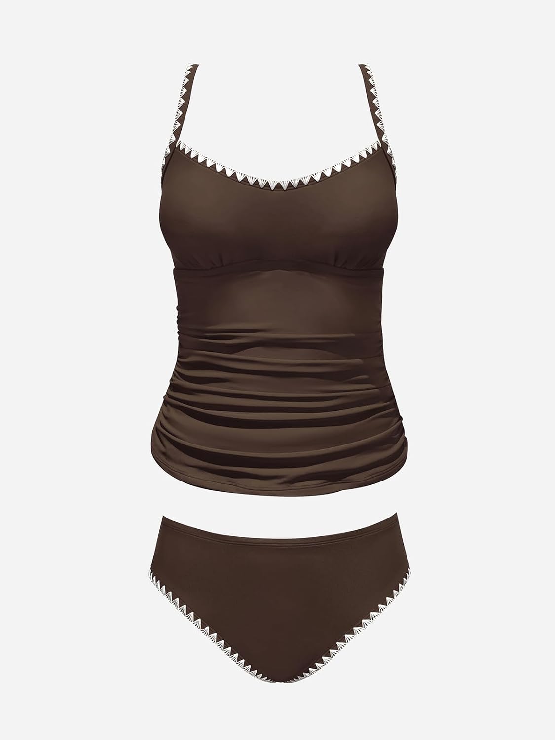 CUPSHE Women's Tankini Sets Two Piece Swimsuit Scoop Neck Tummy Control Adjustable Straps Shell Stitched - Image 5