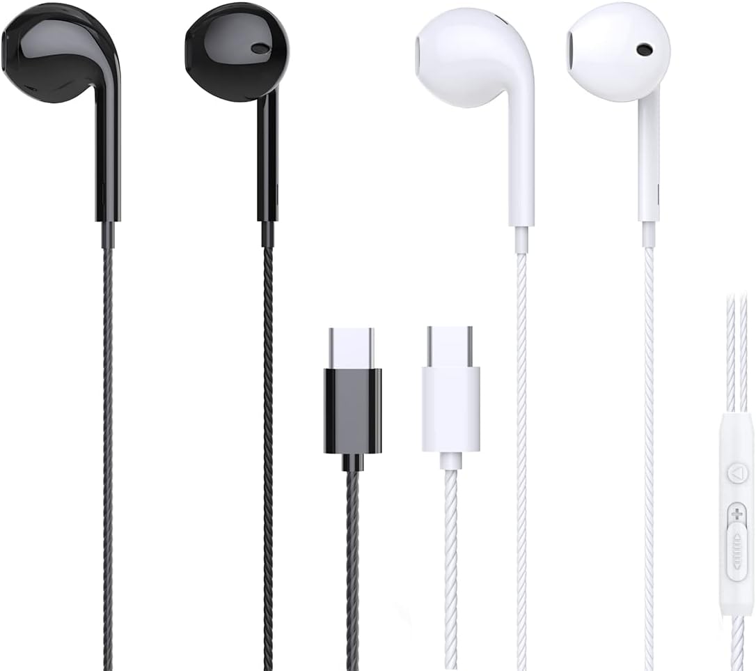 2 Pack USB C Headphones, USB C Earbuds inEar Wired